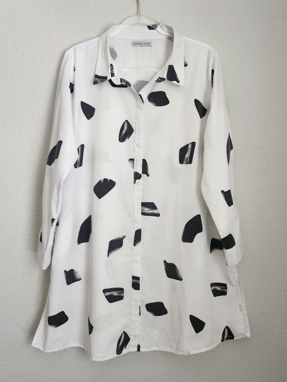 SNAPDRAGON & TWIG Harriet Button Down Tunic Artsy Lagenlook L